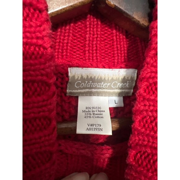 Coldwater Creek Red Cable Knit Turtleneck Sweater L - Picture 4 of 5